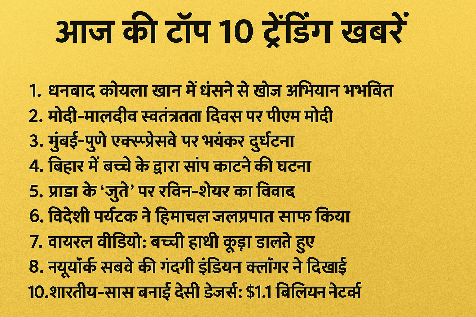 आज की टॉप 10 ट्रेंडिंग खबरें: भारत और दुनिया की सबसे बड़ी सुर्खियाँ