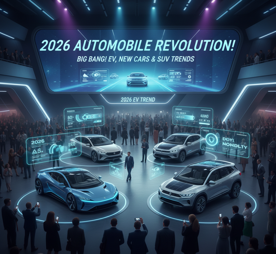 2026 में ऑटोमोबाइल इंडस्ट्री में मचने वाला है बड़ा धमाका! EV, नई कारें और SUV ट्रेंड जानिए